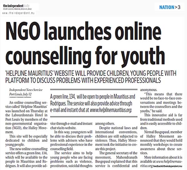 NGO launches online counselling for youth