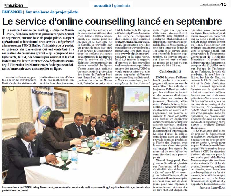 Le service d'online counselling lancé en septembre